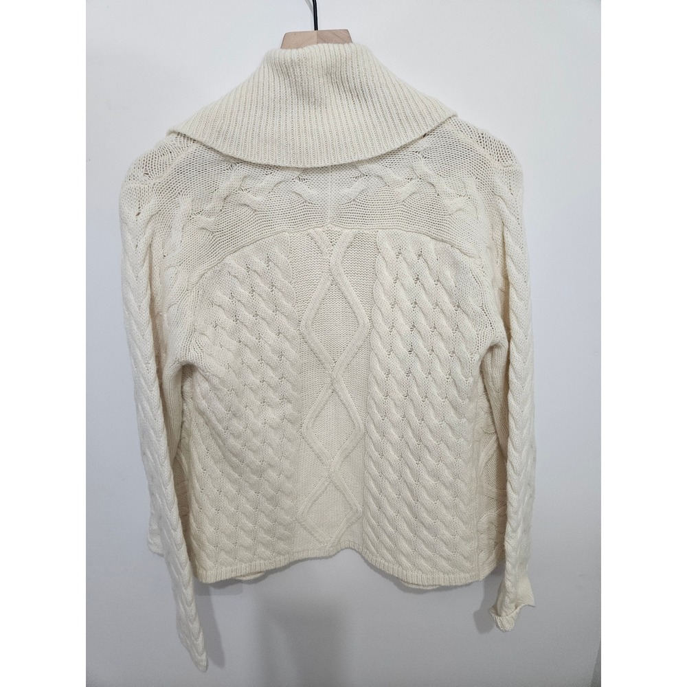 Michael Michael Kors Cream Cable Knit Shawl Collar Open Cardigan Sweater Ivory L - Picture 5 of 5